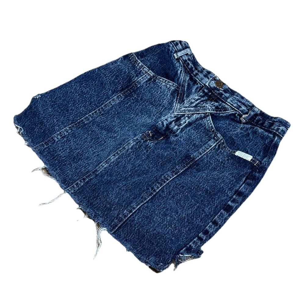 Vintage 80s Acid Wash Jean Skirt by Touche Sz 9 (26 Waist) Denim Mini Short